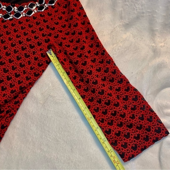 Tunic Top Large La Vanya Embroidered Lace Red Black Beaded Embellishments Classy - Picture 16 of 16